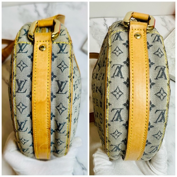 EUC Vintage Louis Vuitton Jeanne GM Blue Mini Lin Canvas Round Shoulder Bag - Picture 10 of 16
